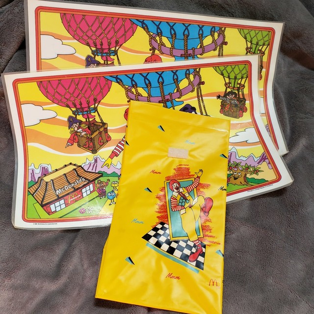 Vtg McDonalds 2 Laminated Placemats Hot Air Balloons & Reusable Lunchbag 1980s eBay