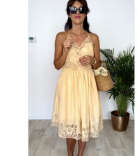 ZARA $259 LIMITED EDITION EMBROIDERED DRESS PEACH Yellow 6895/110 M XL NWT