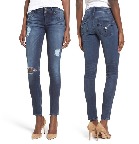 Hudson Mujeres Pantalones de Collin Vaquero Ajustado Rasgado Jeans ajustados  stretch Ancla Azul | eBay