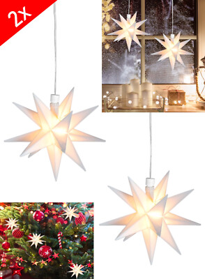 2x LED 3D Leuchtstern Weihnachtsstern beleuchtet 12cm Advent Stern Timer  Wei 4251533811878 | eBay.de