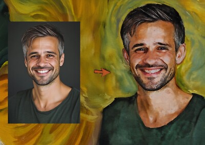 Verwandeln Sie Ihr Foto in Ölkunst | Individueller Portraitdruck des Gemäldes aus Ihrem Bild