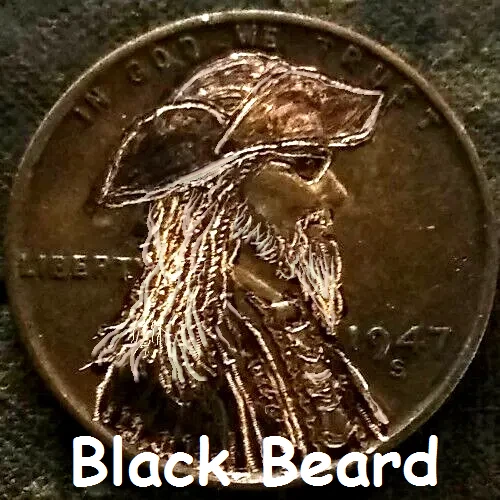 Hobo Nickel hand carved original J&M Tarantula. Hobo Lincoln penny