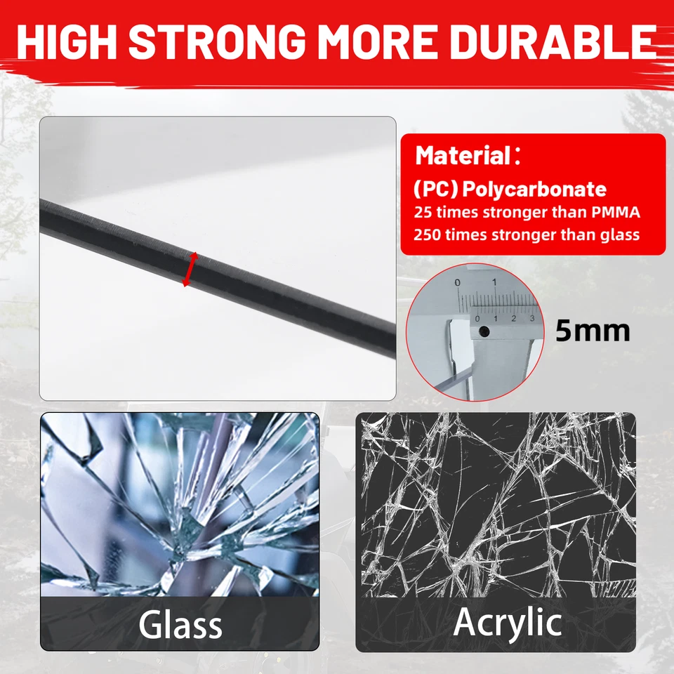 Vented Windshield Scratch Resistant For Kubota RTV400 RTV500 RTV520 Full Window - Изображение 2 из 4