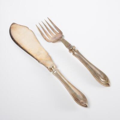 Oneida Community Plate Sheraton Fish Serving Fork Knife Silver Plate Set