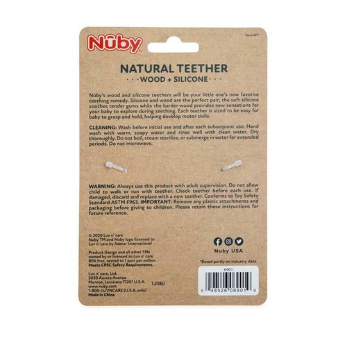 Nuby Wood & Silicone Natural Teether Ring - Fun & Soothing - Easy to Hold - Picture 11 of 14