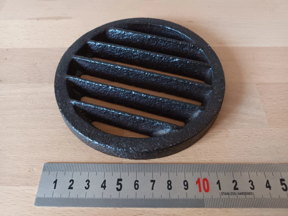 Grille d' Aération Ancienne - Ronde en Fonte - Diamètre 13 cm - Photo 2/4