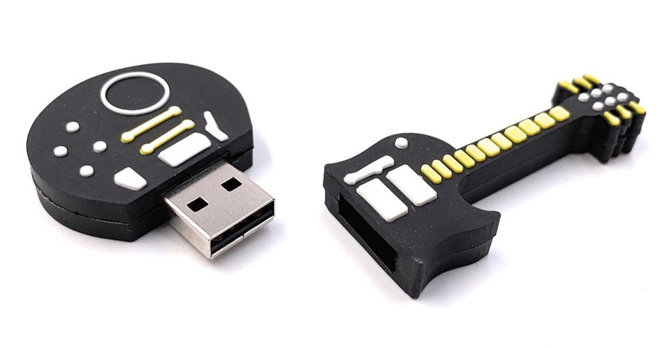 Chitarra Acustica Intrument Nero Giallo Chiavetta USB 8GB 16GB 32GB 64GB - Immagine 2 di 2