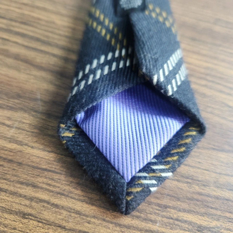 J.Z. Corbata de cuello Richards Gallery negra a cuadros mezcla de lana de seda 62" x 3,5" para hombre Foto 4 de 4