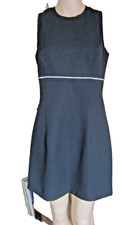 Vintage Little Black Mini Dress Empire Waist Rhinestone Band Sleeveless sz  XOXO