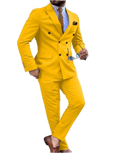 Men 2 piece Suit Double Breasted Groom Bestman Wedding Tuxedo Size 42r 44r 46r - Picture 4 of 34