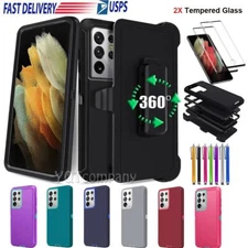 For Samsung Galaxy S21/Plus/Ultra Rugged Clip Case Cover with Screen Protector