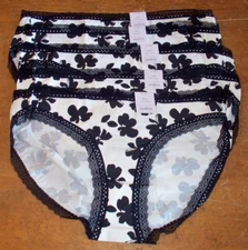 Lot of 5 NWT Auden Bikini Panties XL 16 CREAM & BLACK Lace trim