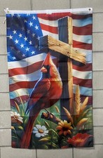 American Cross Flag FREE SHIP Cardinal Jesus Christ God Savior USA Sign 3x5'