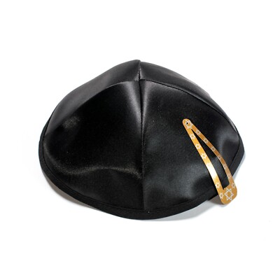 Kippah Bianca In Raso Con Croce Ebraica | Yarmulke Fatta A Mano Da Gerusalemme