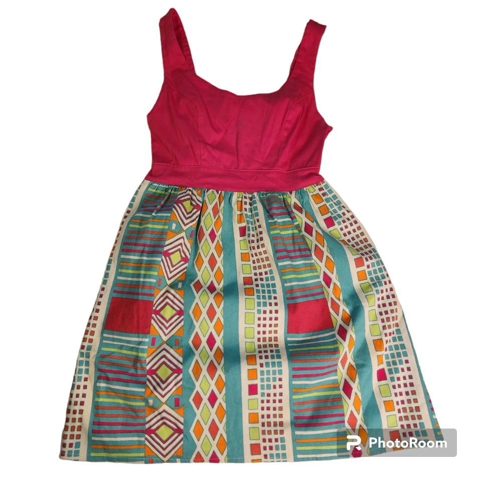 Judith March Dress Womens Size M Retro Pink Multicolor Skirt PIn Up Barbiecore - Imagem 2 de 4