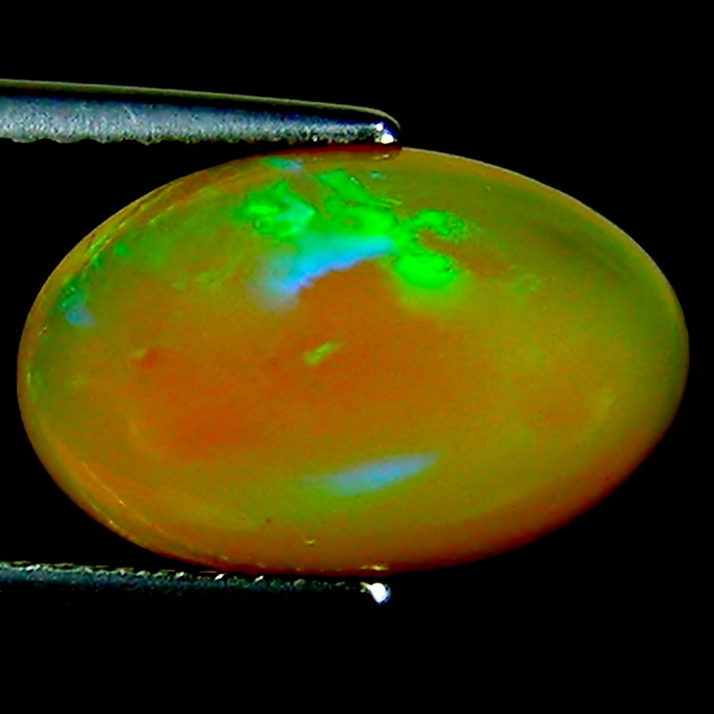3.41 Ct Natural Ethiopian Cabochon Opal Gemstone Multi Color Oval Cut