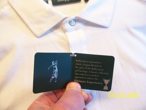 NWT $219 men's sz M 44"chest Bobby Jones longsleeve golf polo in white 7% Lycra - Picture 5 of 10