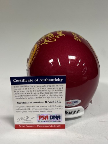 Lendale White Signed USC Trojans Schutt Authentic Mini Helmet W/ 3 Insc PSA - Picture 4 of 5