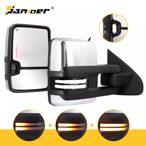 Chrome Tow Mirrors Switchback For 2015-2019 Silverado GMC Sierra 2500HD 3500HD