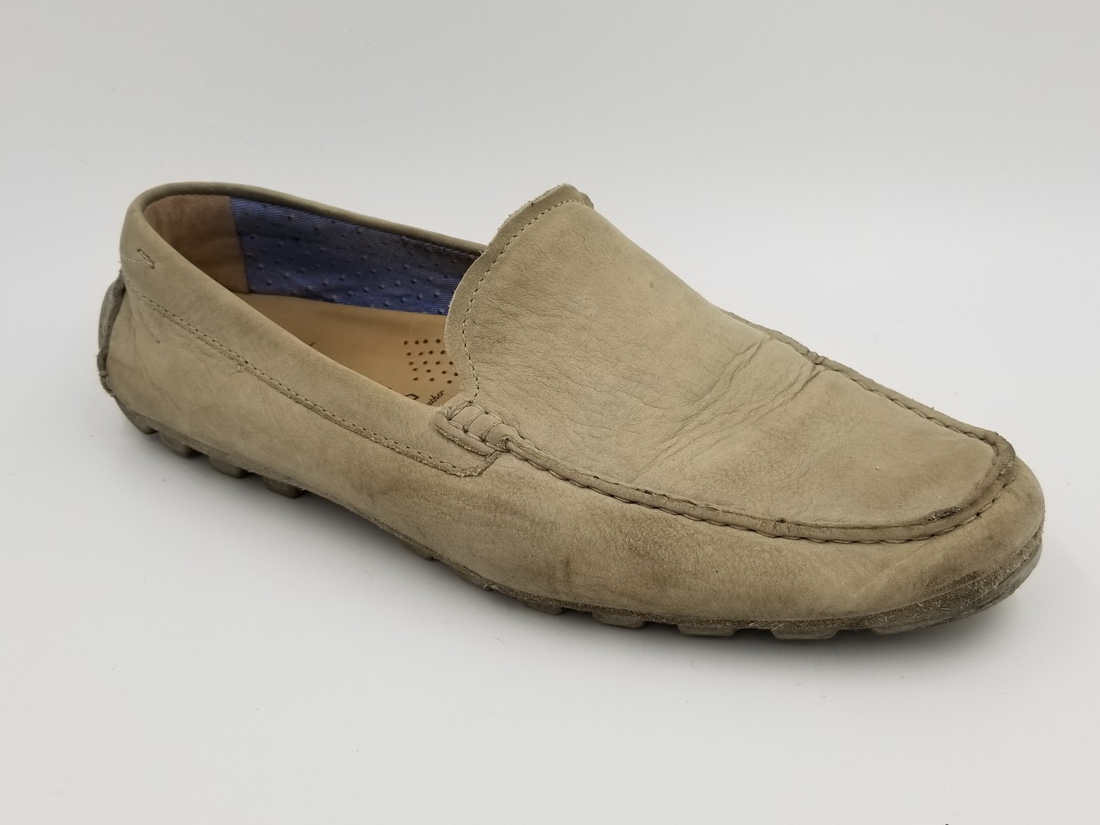 Mens ECCO Off White Leather Driving Loafers Shoes Siz… Gem