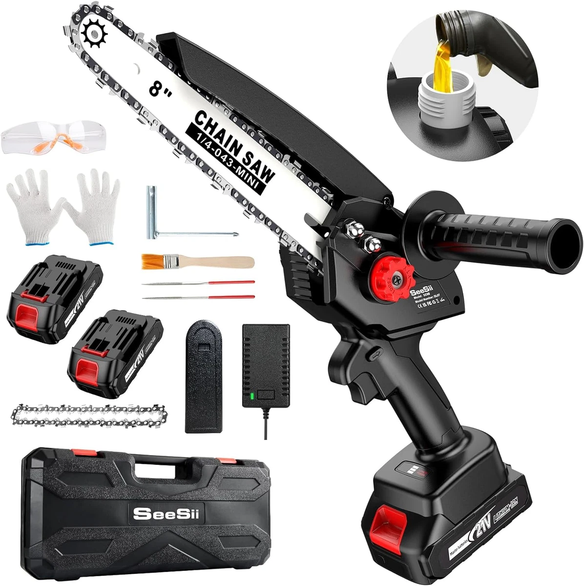 8 Inch Mini Chainsaw 2023 Upgraded Seesii Cordless Chainsaw with