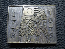 1776 1976 BICENTENNIAL PATRIOTIC MARCH BELT BUCKLE VINTAGE RARE INSTYLE 1970
