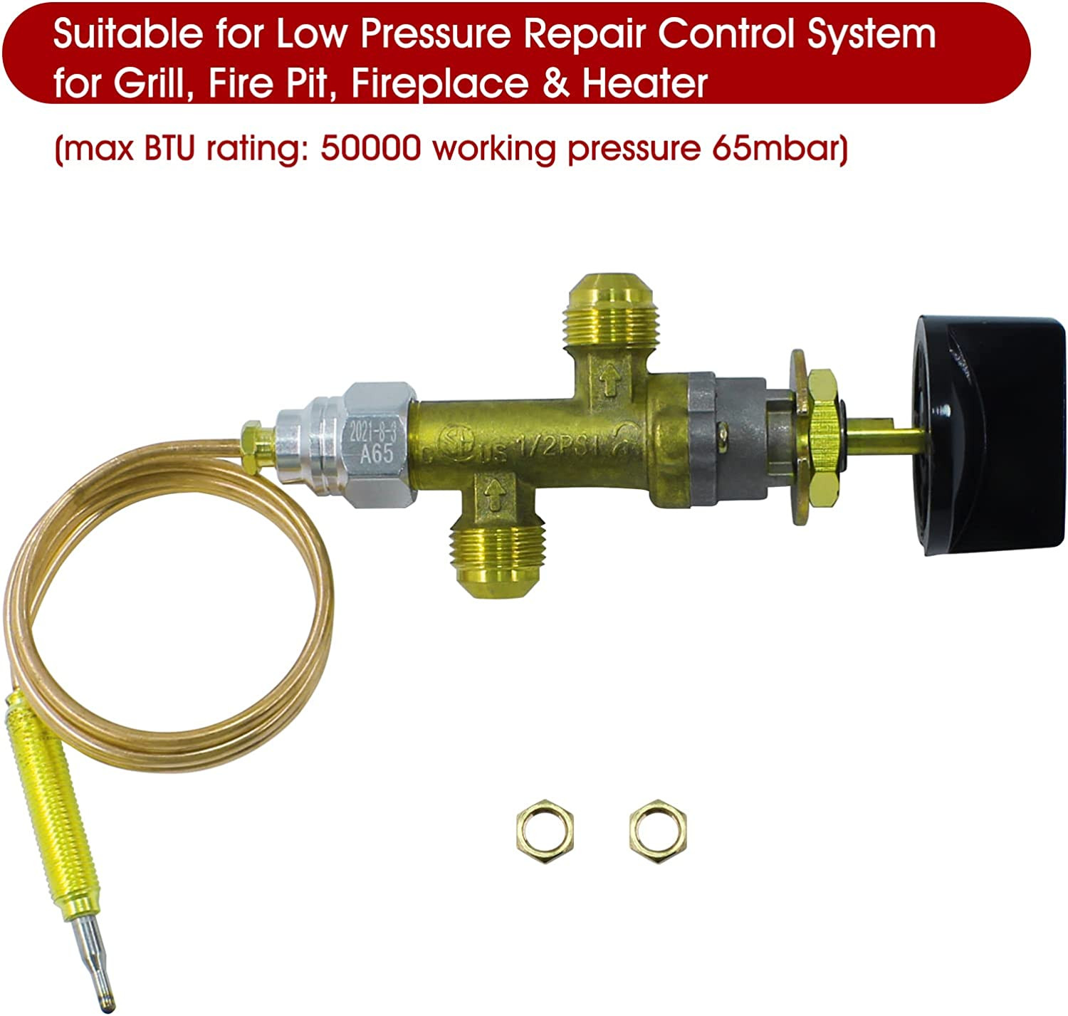 MENSI Low Pressure LPG Propane Gas Fireplace Fire Pit Safety Control Valve Kit