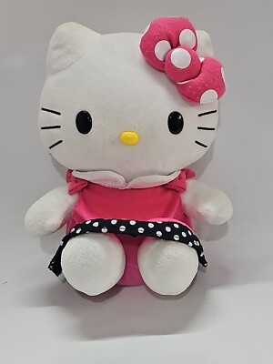 8'' 2012 Hello Kitty Sanrio Pink Black Polka Dot Bow & Dress Fast Same Day Ship
