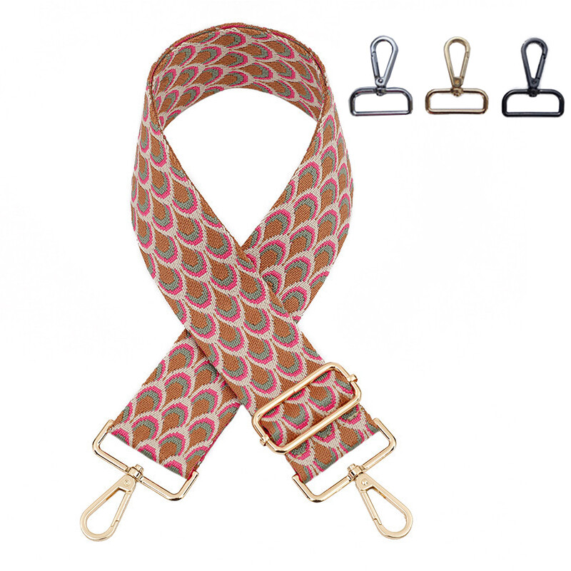 Ancho Bolso Bandolera Tira Cruzado Ajustable Bolso Pluma de Pavo Real Jacquard "