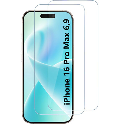 2x Apple iPhone 16 Pro Max Panzerfolie Schutzglas Echt Hart 9H Displayschutz 6,9