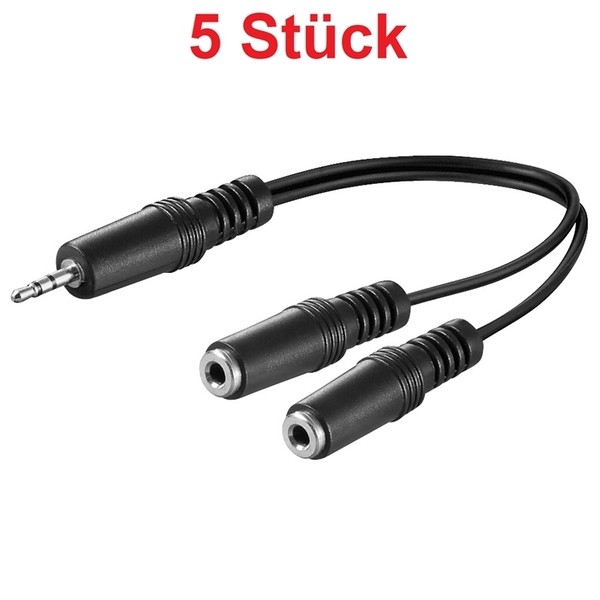Y Adapter 2 Mono Klinke Buchse Kupplung 3,5Mm Auf 1 Stereo Stecker KopfhöRer-image