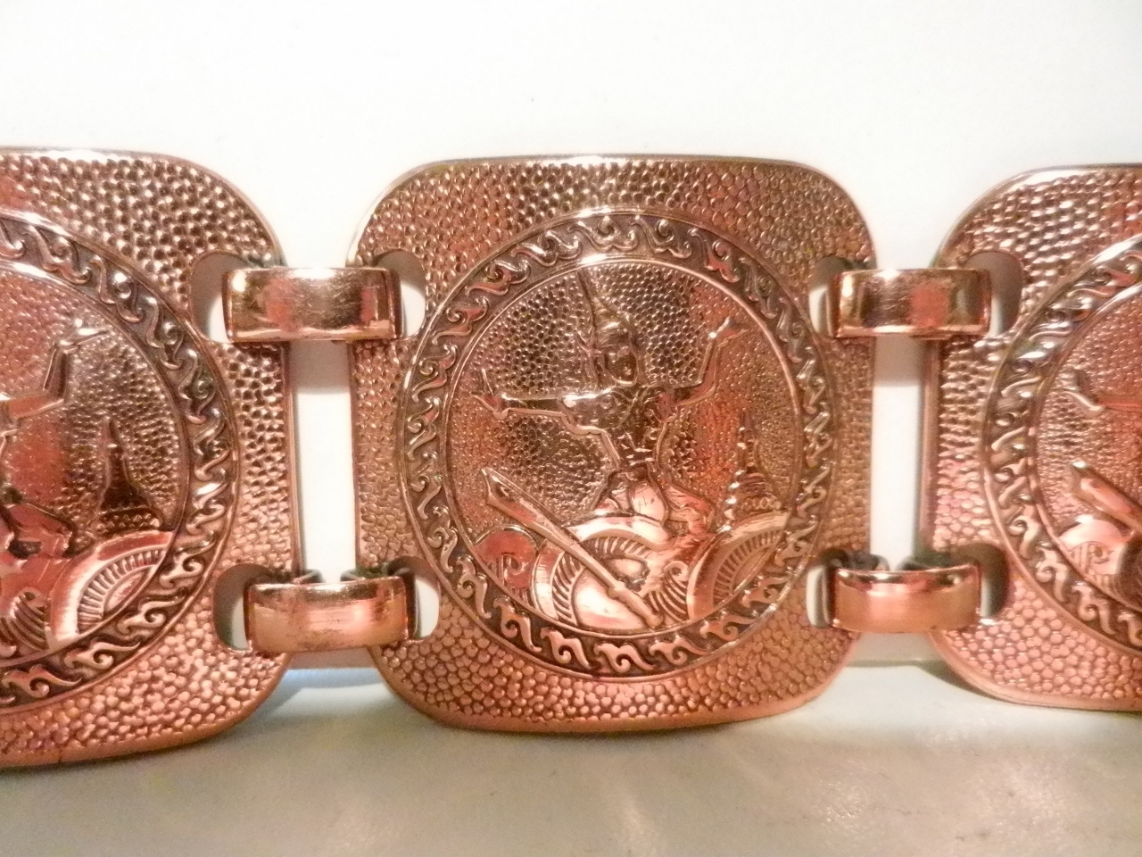 Solid Copper 1950's MCM.Square Links Bracelet~Emb… - image 1