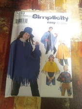 Simplicity 5349 Sewing Pattern Poncho Purse Hat Mittens Sizes XS-S-M Uncut Easy