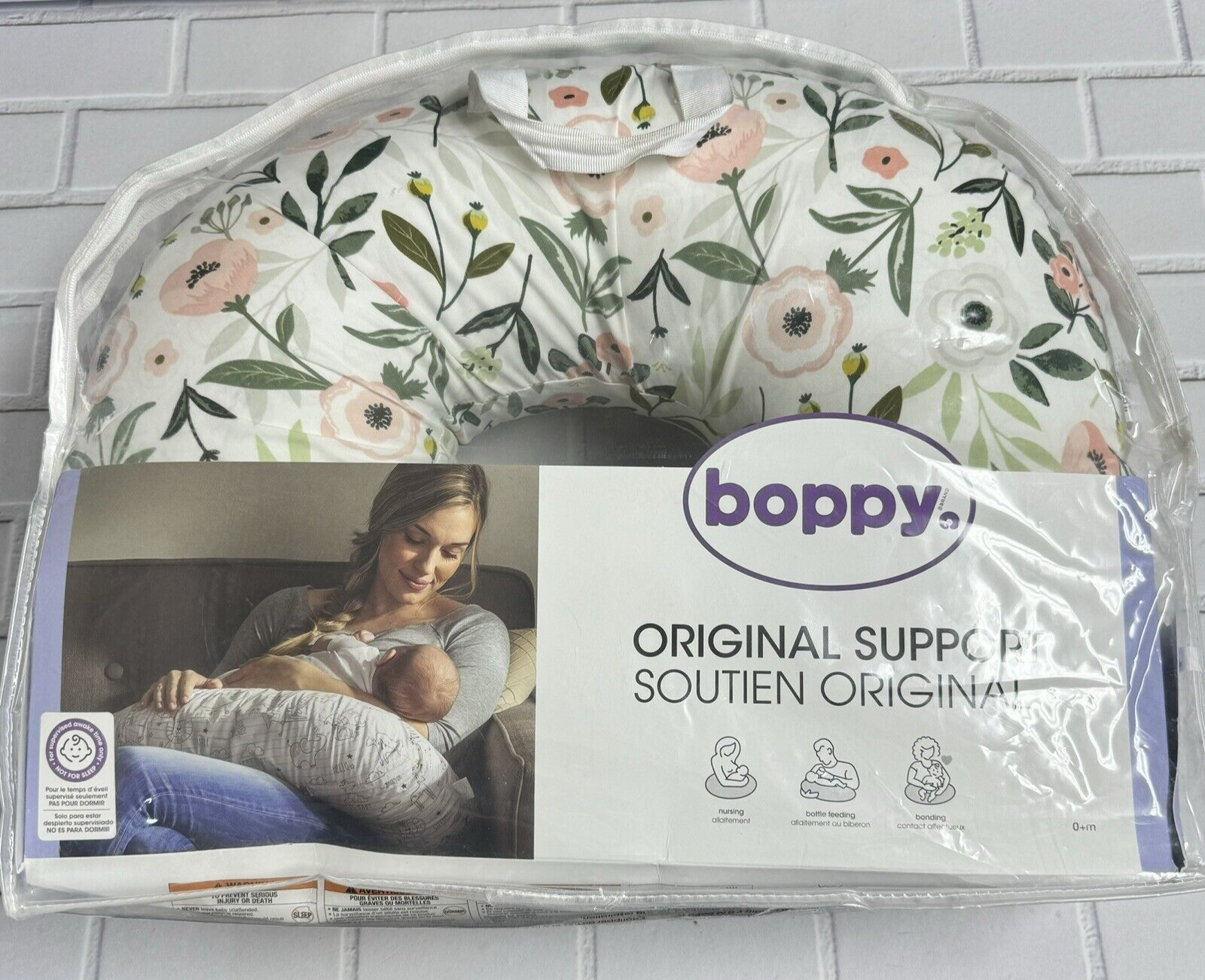 Boppy Original Nursing and Infant Support Pillow Pink Garden Floral Print-image
