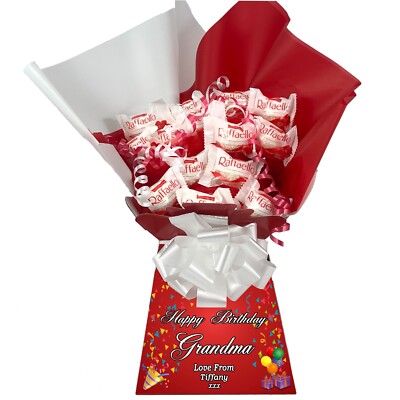 PERSONALISIERTES SCHOKOLADENSTRAUSS (RAFFAELO - GEBURTSTAG, BALD GESUND WERDEN UND MEHR!)