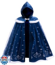 Toddler Girls Elsa Cape Kids Princess Paly Cape Party Warm Hooded