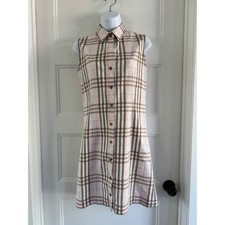 Burberry London Pink Nova Check Sleeveless Shirt Dress Italy Size 6 US 8 UK