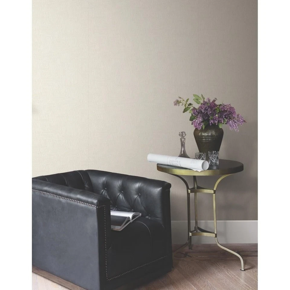 Papel Pintado Ronald Redding Crema Pasajes Texturizado Laberinto Geométrico 60 Pies Cuadrados Perno Foto 3 de 4