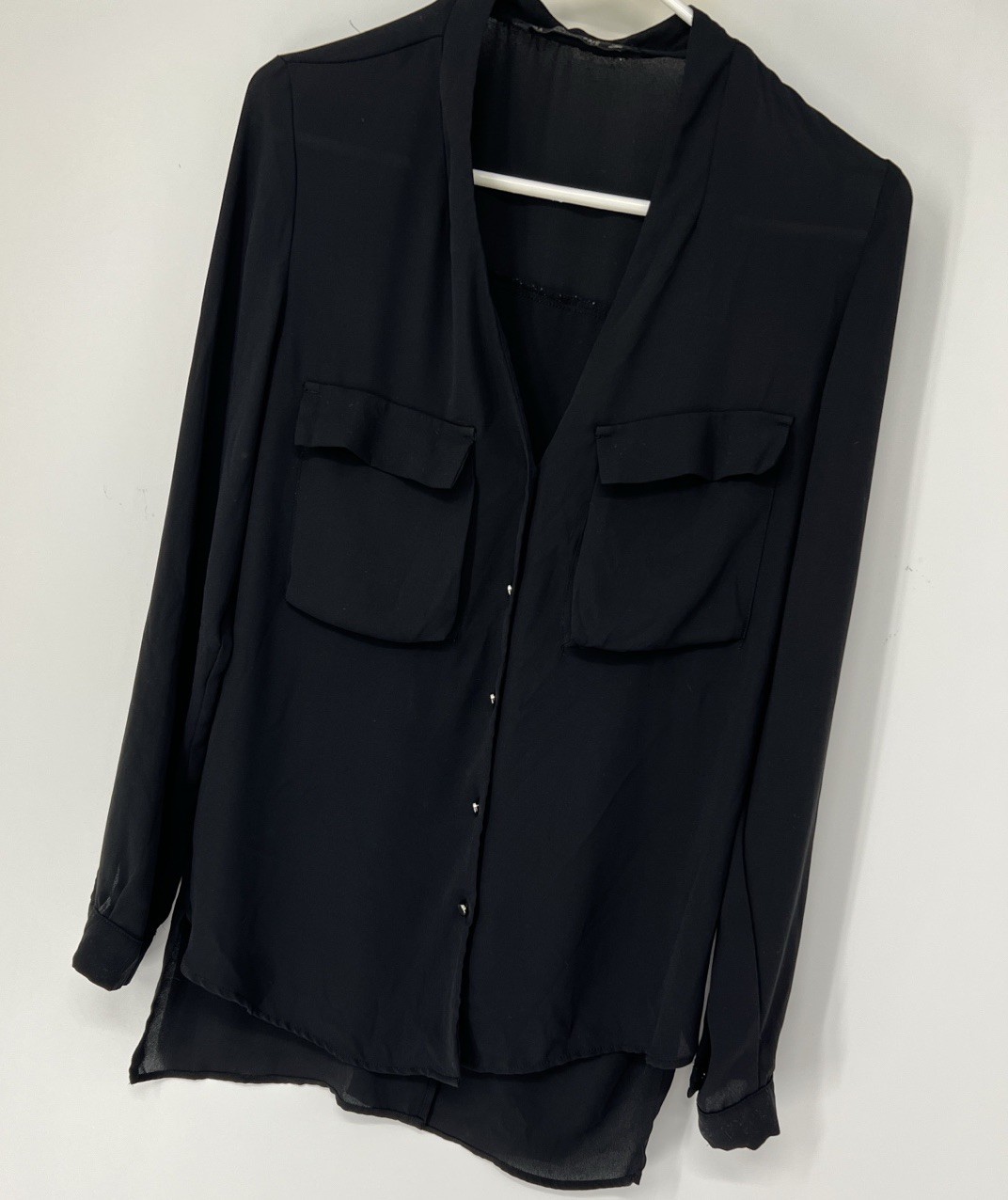 Zara basic Black Button Down Women's blouse small… - image 2