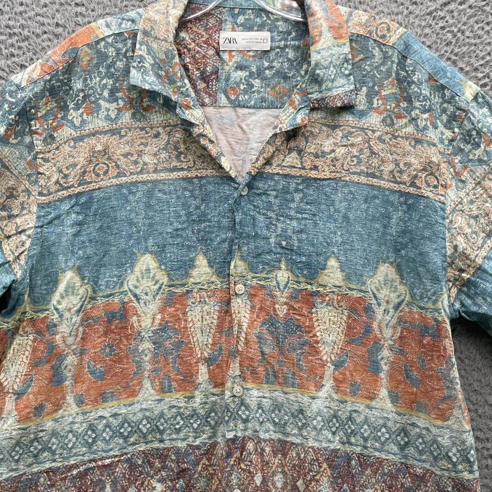 Zara Con Botones Para Hombre Grande Jacquard Boho Chic Costero Relax Elegante Cóctel Foto 3 de 4