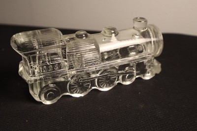 Vintage Glass Train Candy Container Locomotive Engine No. 028 Circa 1943