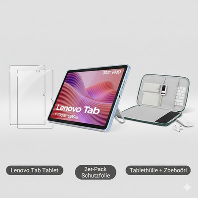 Lenovo Tab 10.1'' FHD Tablet Bundle | 64GB + Schutzhülle + 2x Displayschutz NEU