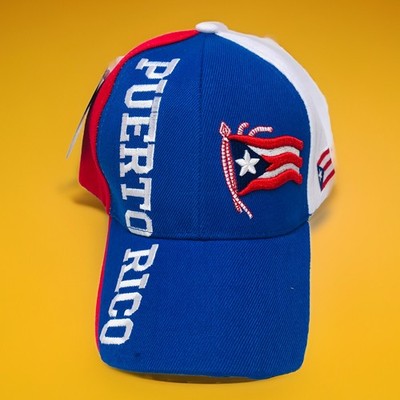 Puerto Rico Visor Hat With Embroidered Word Puerto Rico With Flag Adjustable Hat
