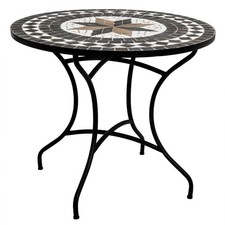 Table de Repas Ronde Mosaïque "Kipos" 90cm Noir