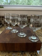 Retro vintage Silver rose boxed sherry glasses  by Dema 1970/80's VGC (4 piece)