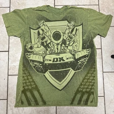 DX Army WWE Top Rope Men's XL Green Distressed T-Shirt Front/Back Graphics USA