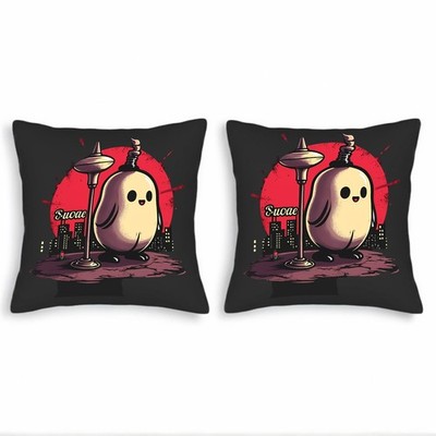 Whimsical Throw Pillow Covers Set of Cute Round Character