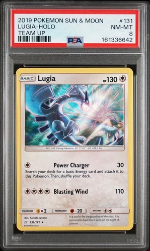 2019 POKEMON SUN & MOON TEAM UP #131 LUGIA-HOLO PSA 8
