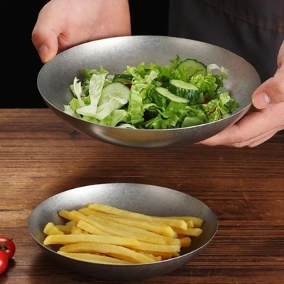 Stainless Steel For Salad Plate 304 Grade Round Deep Dish for Daily Food - Image 1 of 4