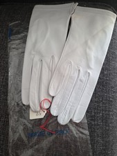 Italian Leather White Gloves Winter White Size 6.5 New
